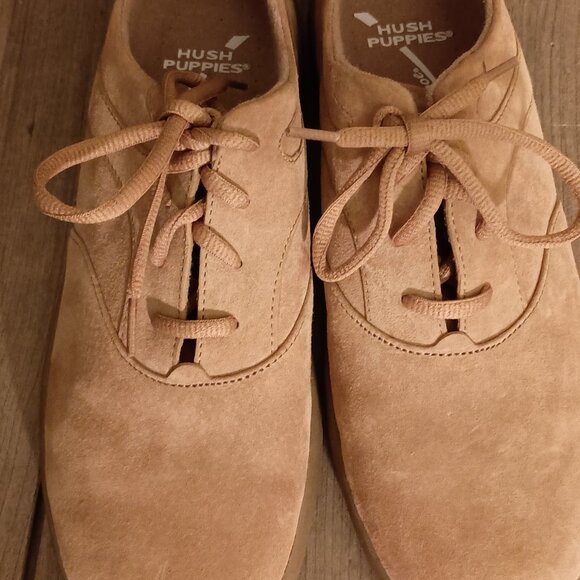 Hush Puppies Women Tan Suede Leather 56424 Lace Up Shoes Size 8M - Picture 4 of 10